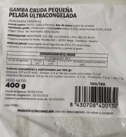 Gamba cruda pequeña pelada ultracongelada