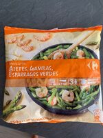Sauté Ail vert, crevettes et asperges vertes
