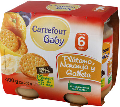 Tarrito naranja platano y galleta