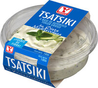 Tsatsiki salsa fresca a base de yogur griego y pepino tarrina