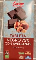 Tableta negro 75% con avellanas ecológico