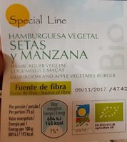 Bio hamburguesa vegetal de setas y manzana sin gluten ecológica
