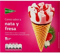 Conos de helado sabor a nata y fresa