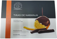 Tiras de naranja bañadas en chocolate