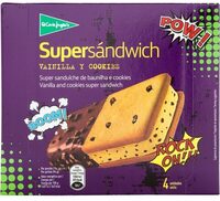Supersándwich helado de vainilla y cobertura de chocolate
