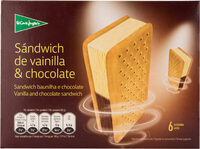 Sándwich de helado de vainilla y chocolate