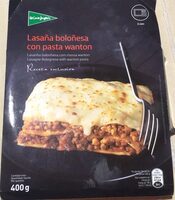 Lasaña boloñesa con pasta wanton