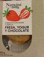 Biscuits con avena y espelta y fresa, yogur y chocolate