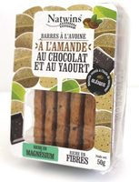 Barre a l'avoine, a l'amande au chocolat et au yaourt