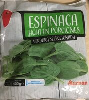 Espinacas hoja en porciones