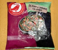 Salteado de verduras con gambas