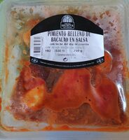 Pimiento relleno de bacalao en salsa