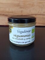Hummus ecológico de garrofó con alcachofa y curry
