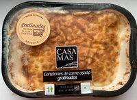 Canalones de carne asada gratinados