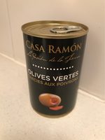 Olives vertes facies aux poivrons