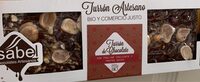 Turrón artesano de chocolate con praliné cruijente y frutos secos