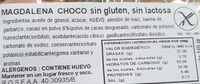 Magdalena choco sin gluten sin lactosa