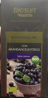 Chocolate ecológico negro con arándanos enteros