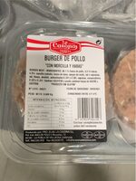 Hamburguesa de pollo con morcilla y habas