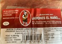 Jamón curado loncheado