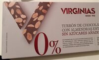 Turrón de chocolate con almendras enteras 0%