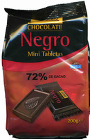 Mini tabletas de chocolate negro 72% cacao
