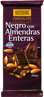 Tableta de chocolate negro con almendras 55% cacao