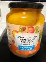 Melocotón Pera Albaricoque Piña y Uva. En zumo de Uva