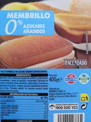 Membrillo 0% azúcares añadidos
