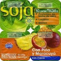 Postre de soja con piña y maracuyá