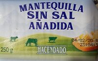 Mantequilla sin sal añadida