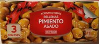 Aceitunas verdes rellenas de pimiento asado