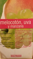 Zumo de melocotón, uva y manzana