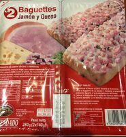 2 baguettes jamón y queso