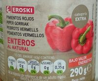 Pimientos rojos enteros al natural