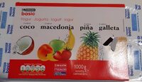 Yogur sabor coco/macedonia/pina/galleta