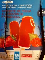 Sorbete de fresa y corazón de frambuesa