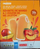 Sorbete de mango y corazón de melocotón
