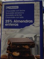 Chocolate con leche 25% almendras enteras