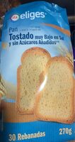 Pan tostado muy bajo en sal y sin azúcares añadidos