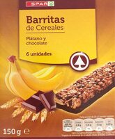 Barritas de cereales platano y chocolate