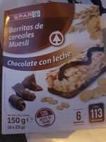Barritas de cereales muesli chocolate con leche