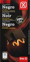 Chocolat noir aux écorces d'orange confites. 70% cacao