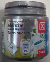Chewing-gum goût menthe coeur liquide sans sucres