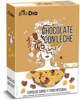 Copos de arroz y trigo integral con chocolate
