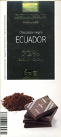 Tableta de chocolate negro 72% cacao Origen Ecuador