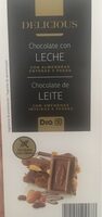 Chocolate con leche almendras enteras y pasas
