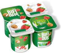 Bífidus cremoso con fresa y nueces