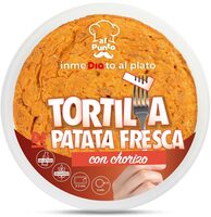 Tortilla de patata fresca con chorizo