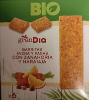 Barritas avena y pasas con zanahoria y naranja